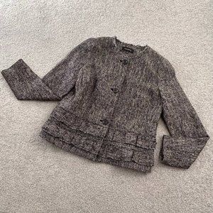 Talbots Tweed Coat Blazer in Black and Shimmer Silver US 4   - T414